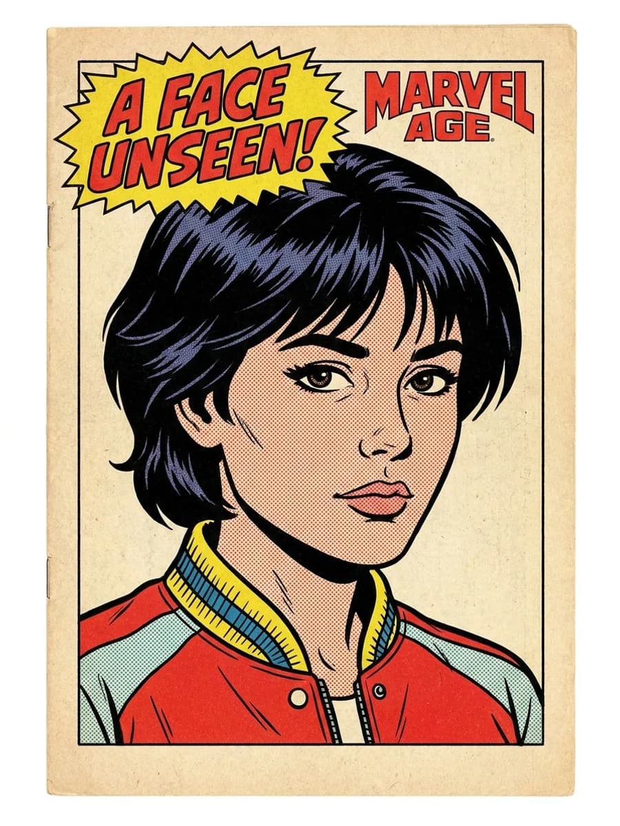 comic book illustration style, bold black ink outlines, halftone dot shading pat