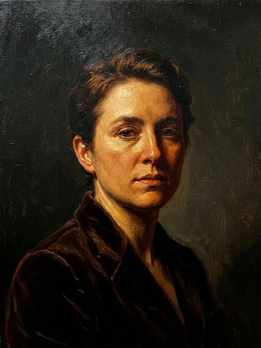 classical oil painting portrait, impasto thick textured brush strokes, old maste