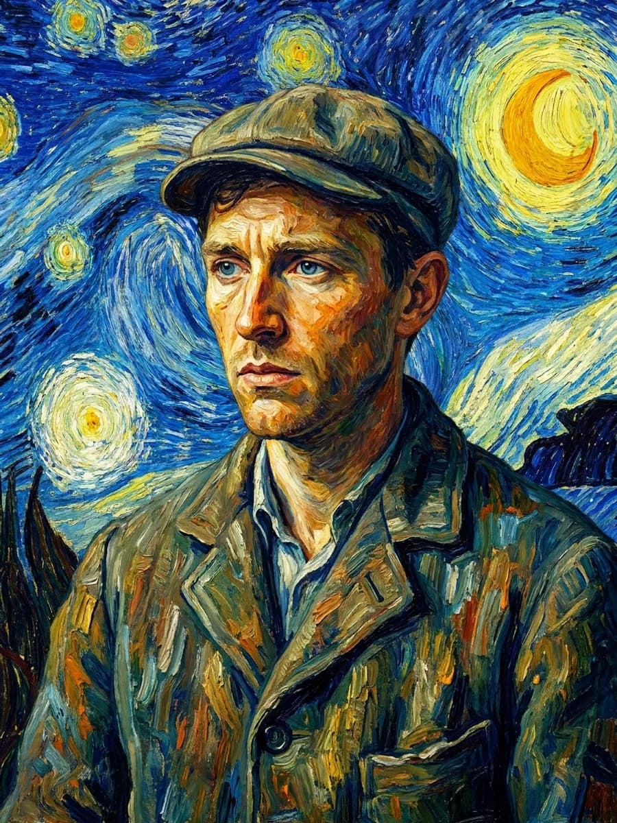 Vincent van Gogh post-impressionist painting style, expressive swirling brushstr