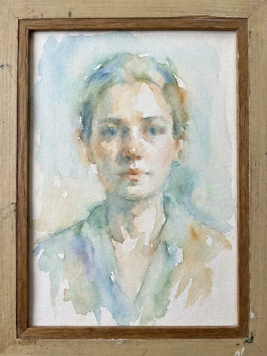 delicate watercolor painting, soft wet-on-wet brush strokes, color bleeding at e
